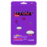 Package of Avarelle's ZITOUT Nose 16CT pimple patches nose, with tea tree oil and niacinamide ingredients. With classic arcade game in the background, where pimple patches are attacking pimples
