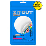Packaging of Avarelle's ZitOut Original 40 Pimple Patch with "best seller" badge, now including acne patch.